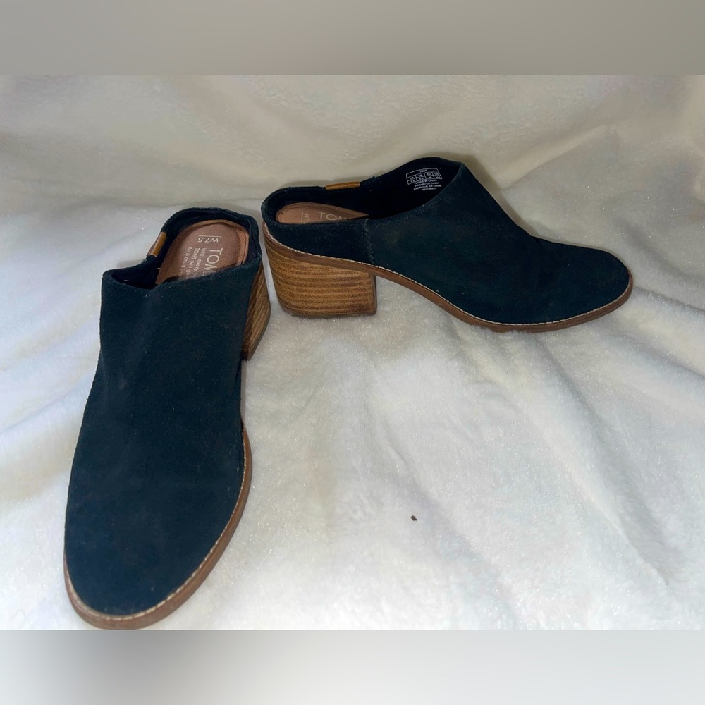 Toms Black Suede Mules